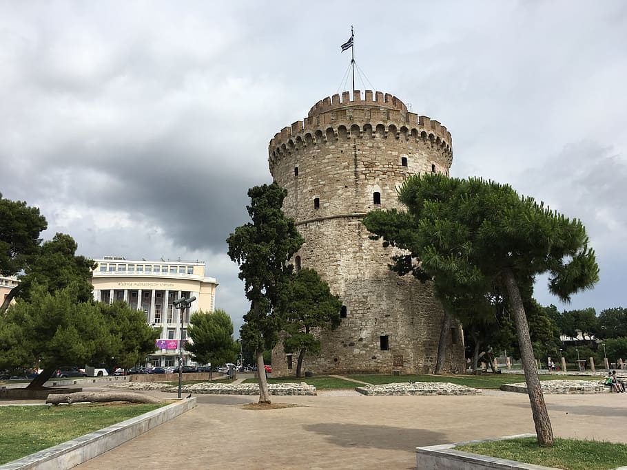 Greece, White Tower, Greek, European, thessaloniki, tourism, HD wallpaper