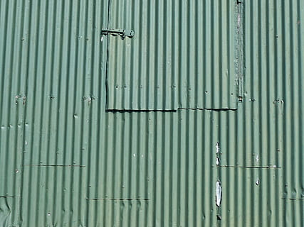corrugated iron, green, pattern, industrial, old, roofing, striped HD wallpaper