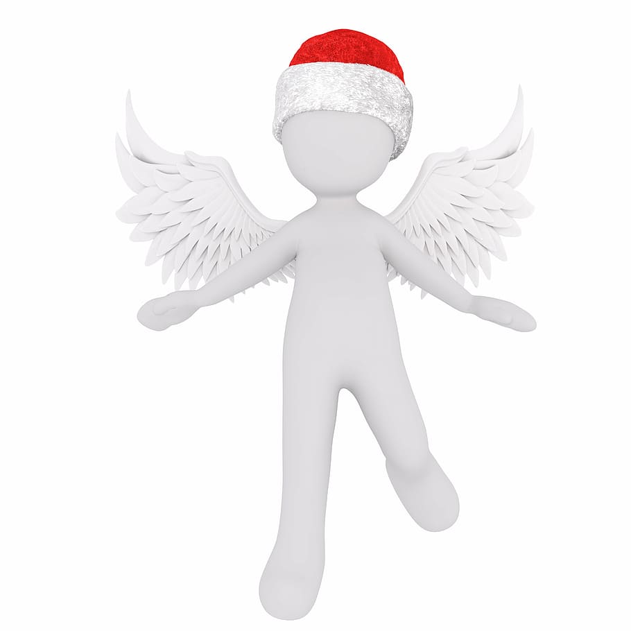 person with wings, christmas, white male, full body, santa hat, HD wallpaper