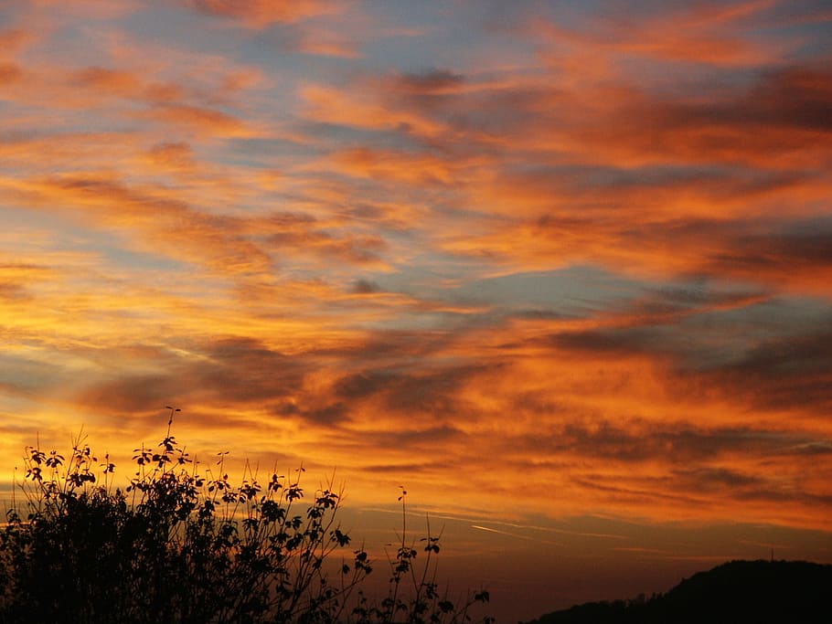 sunset, sky, clouds, evening sky, dusk, red, at dusk, afterglow HD wallpaper