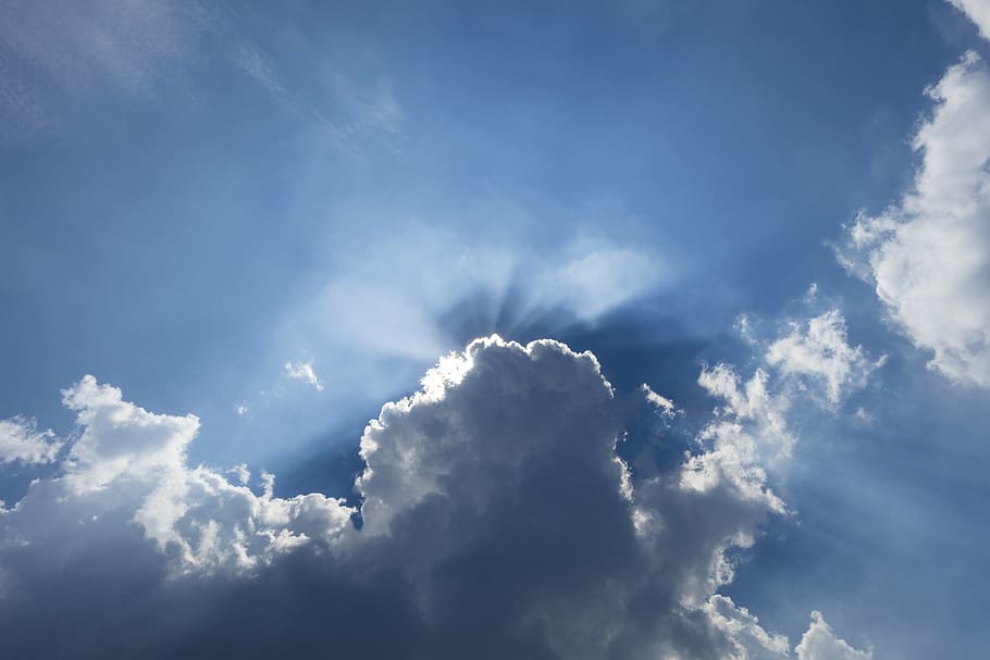 sun, cloud, light, blue sky and white clouds, partly cloudy HD wallpaper
