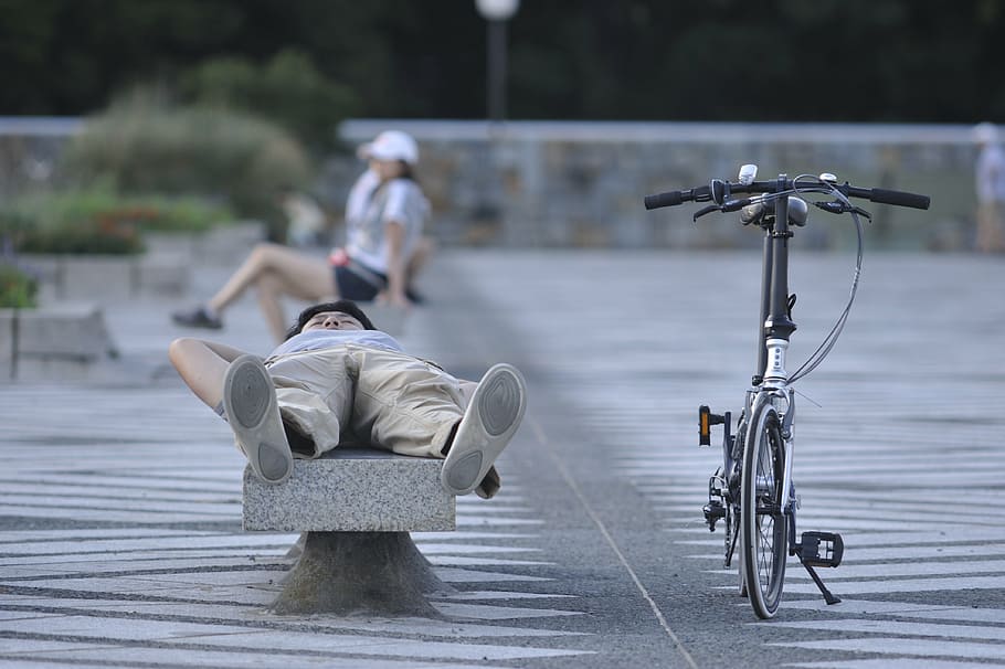 park, take a nap, bike, bicycle, outdoors, street, transportation, HD wallpaper