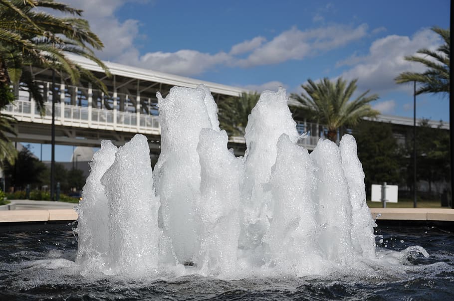 fountain, splash, bowl pool, water, architecture, motion, built structure HD wallpaper