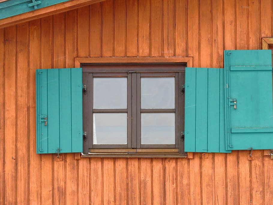 hut, log cabin, window, shutters, wood - material, architecture HD wallpaper