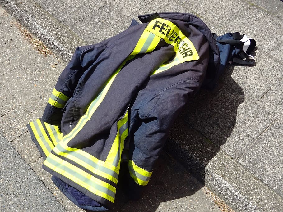 fire, use, jacket, firefighter jacket, accident, brand, alarm, HD wallpaper