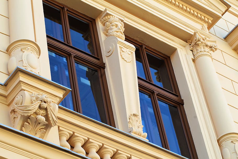 building, old building, architecture, facade, stucco, window HD wallpaper