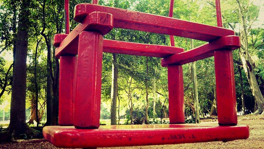 abstract, environment, park, red, tree, no people, plant, day HD wallpaper