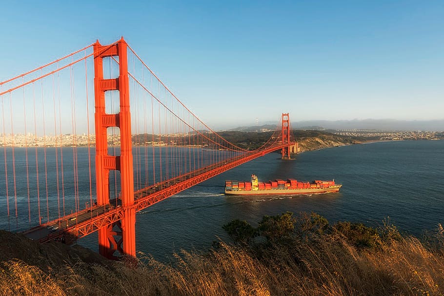 Golden Gate bridge, landmark, tourist attraction, outside, outdoors