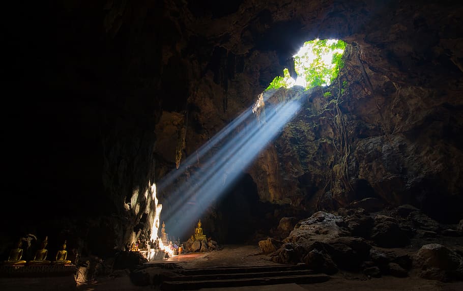 light, cave, backlight, thailand, sun, rock, solid, rock - object HD wallpaper