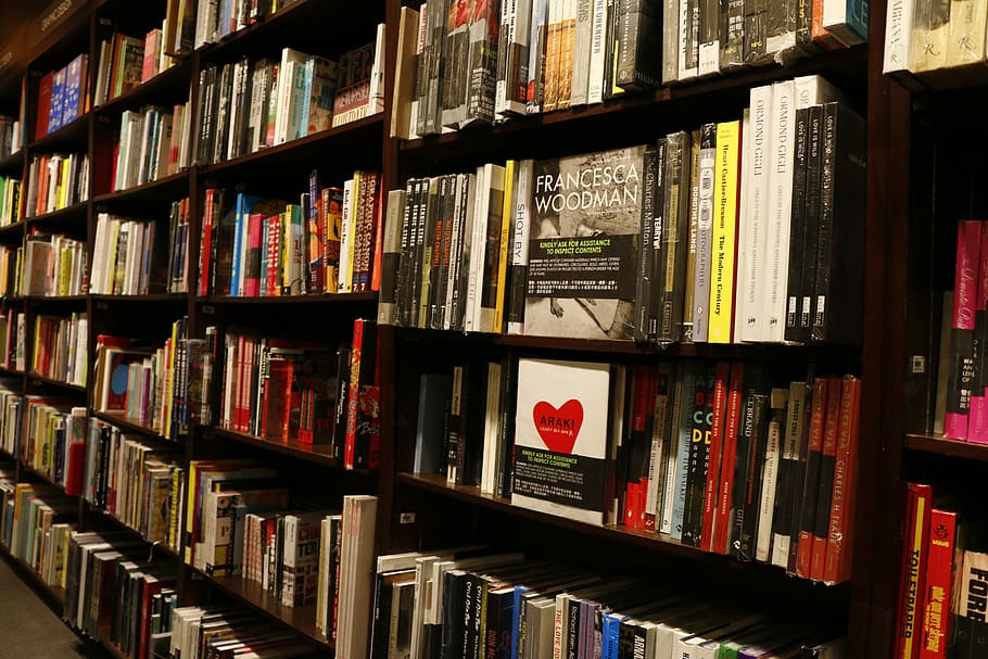 assorted-title book lot, Bookstore, Hong Kong, Library, bookshelf, HD wallpaper