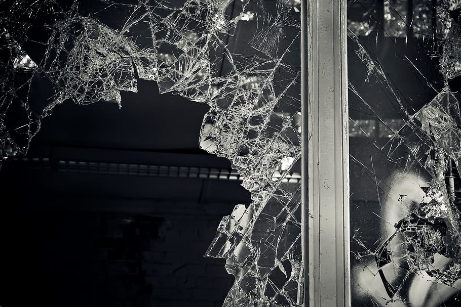 Hd Wallpaper Black And White Dark Broken Glass Window No People Tree Wallpaper Flare