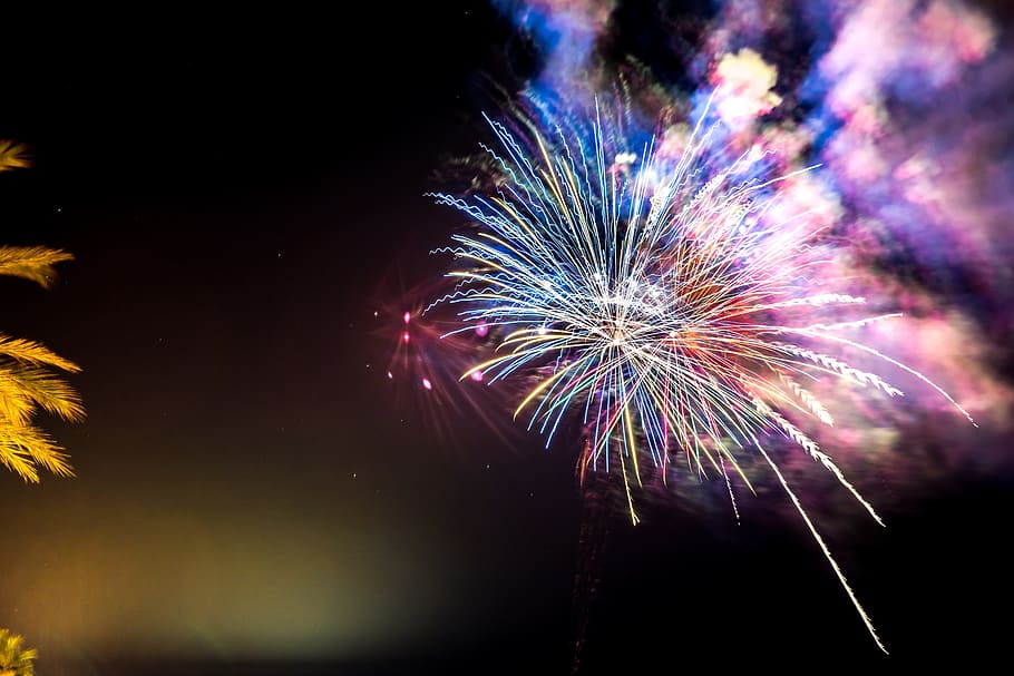 ferragosto, fireworks, night, pyrotechnics, fires, explosion, HD wallpaper