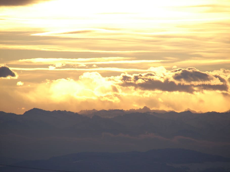Alpine, Distant View, Sunrise, Winter, sunset, nature, scenics HD wallpaper