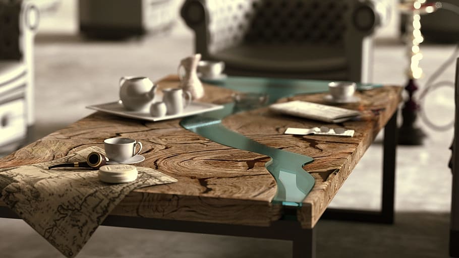 selective focus photography of teacups on brown wooden table HD wallpaper