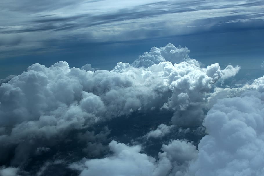 clouds, clouds above sky, cloudy sky, blue sky, nature, wallpaper HD wallpaper