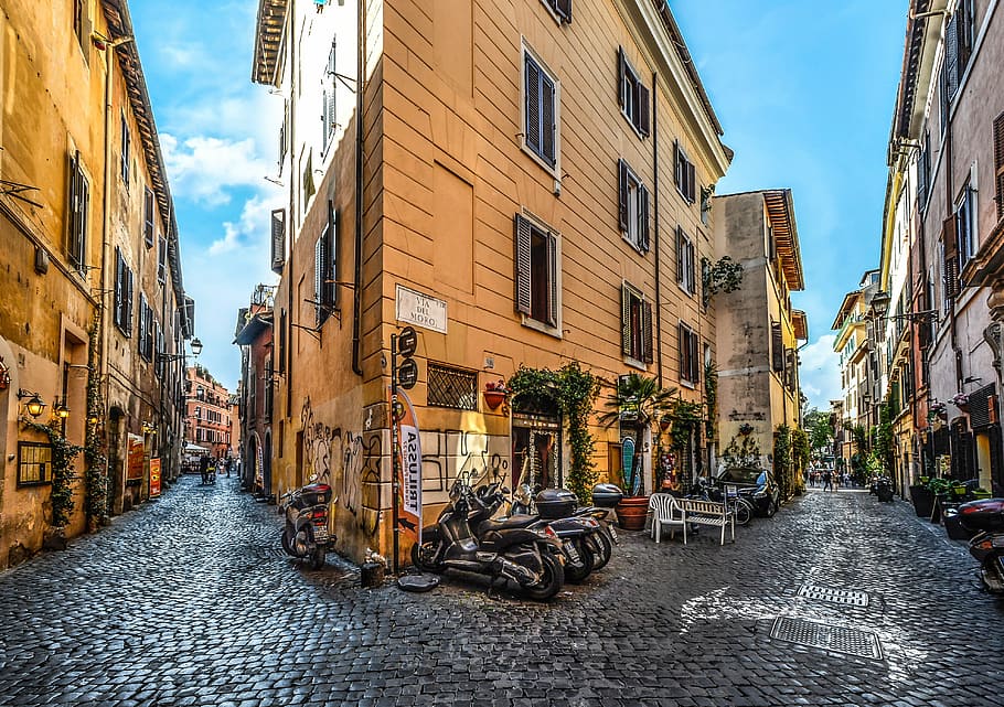 YEELE 15x10ft Rome Architecture Backdrop Old Street in Trastevere Photography Background Artistic Portrait City Landscape YouTube Channel Photo Booth Digital Wallpaper 