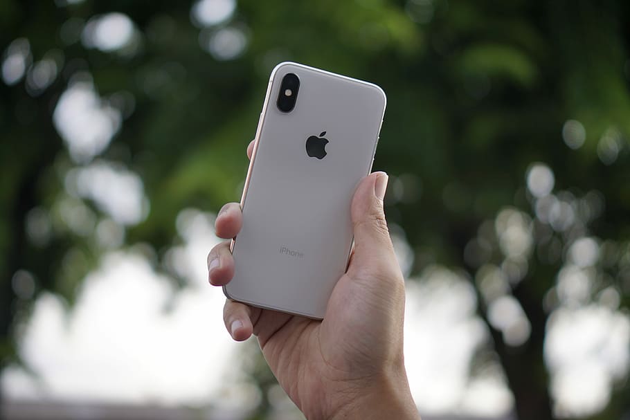 person holding silver iPhone X, hand, apple, mobile phone, wireless technology HD wallpaper