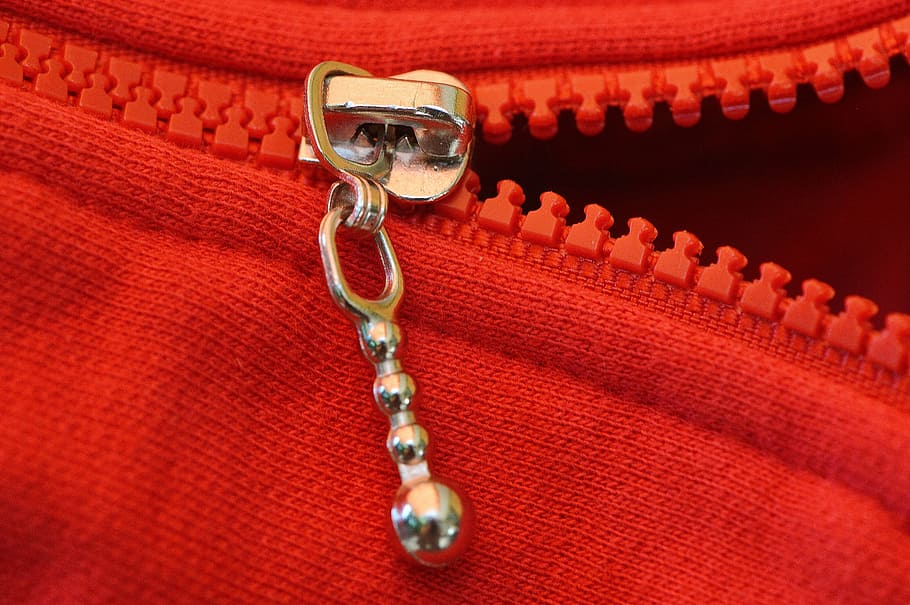 zip, red, coarse, jacket, open, jewelry, close-up, no people HD wallpaper