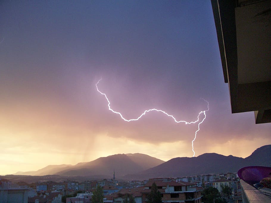 denizli, lightning, sky, power in nature, building exterior HD wallpaper