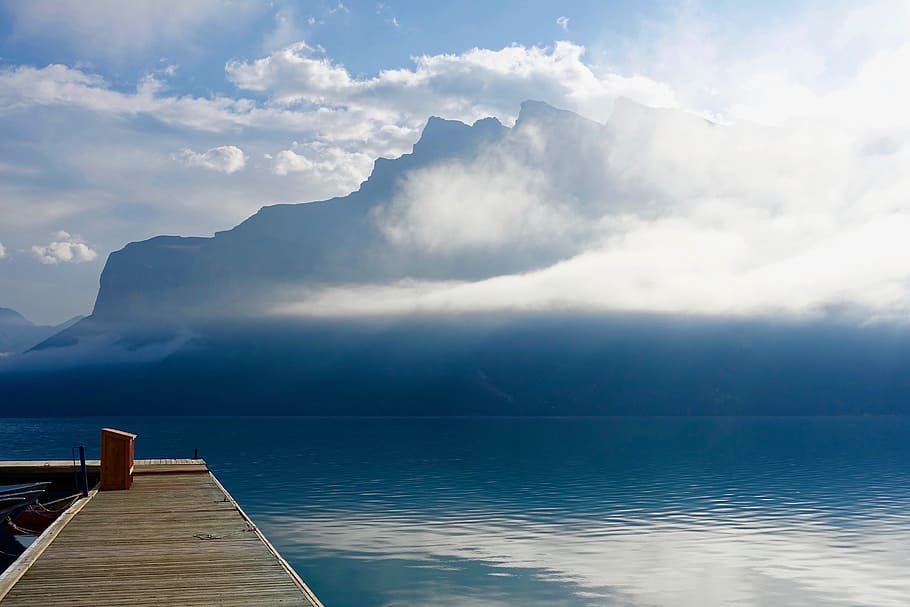 Pier, Clouds, Landscape, Nature, seascape, dramatic, scenic HD wallpaper