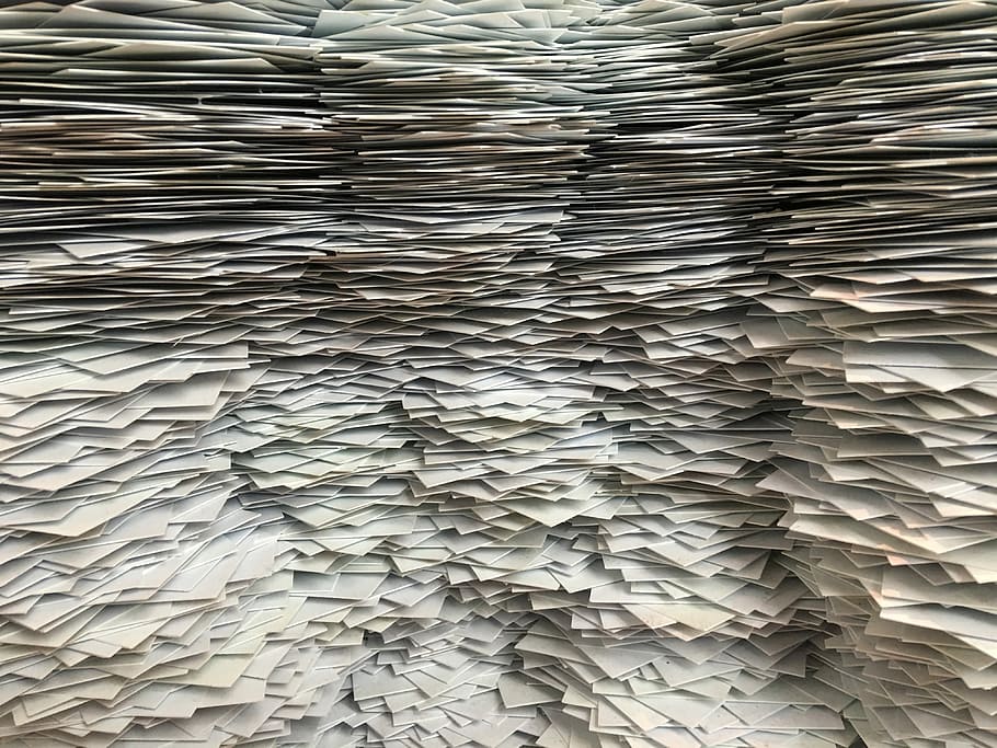 Paper Mountain, white printer papers, large group of objects HD wallpaper
