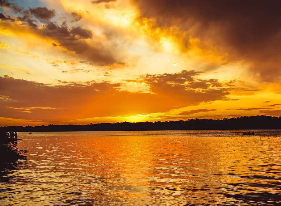 Sunset, River, Border, Argentina, Brazil, sky, water, travel HD wallpaper