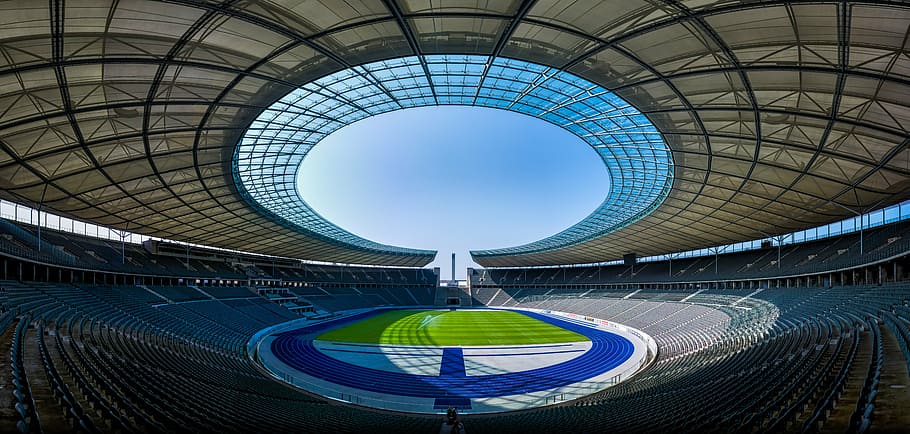 soccer field, architecture, bleachers, empty, panoramic, seats HD wallpaper