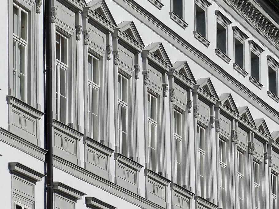 concrete building, facade, window, home, architecture, stucco HD wallpaper