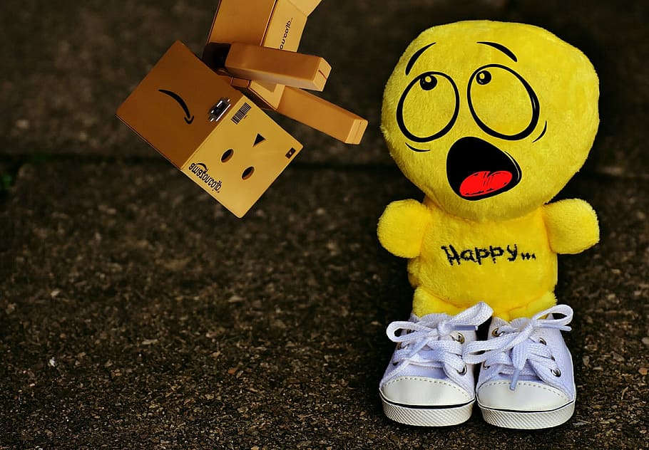 yellow character plush toy wearing pair of white low-top sneakers, HD wallpaper