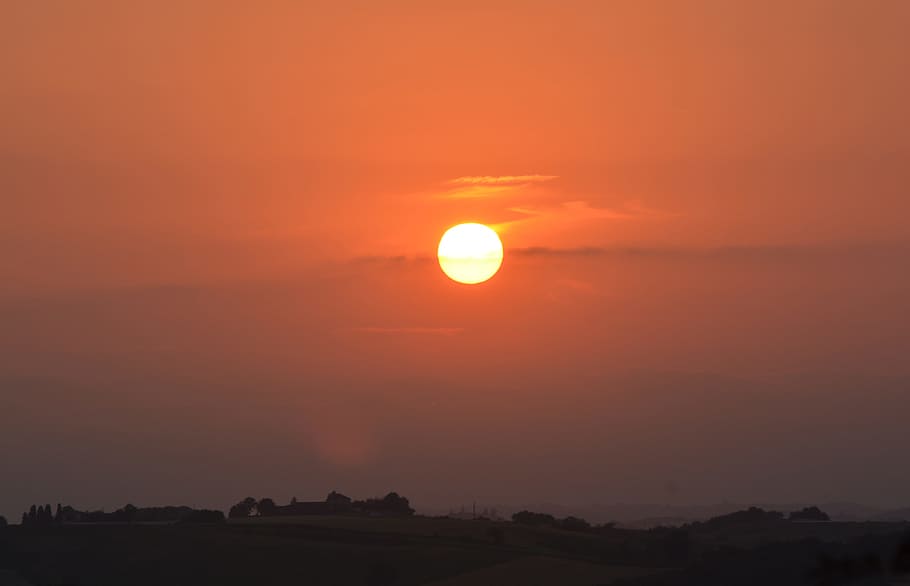 Sun, Sunset, Twilight, Evening, Sky, clouds, lying sun, france HD wallpaper