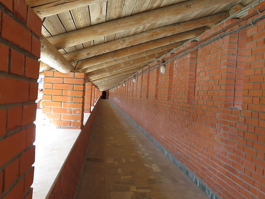 brick, tree, tunnel, passage, wall, architecture, brick wall HD wallpaper
