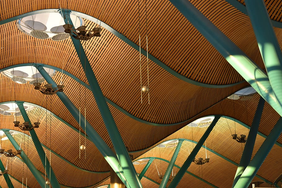 airport, pattern, shape, abstract, travel, architecture, light HD wallpaper