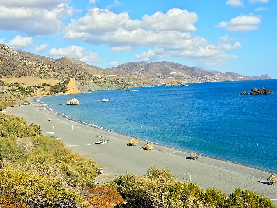 greece, crete, landscape, water, scenics - nature, sky, beauty in nature HD wallpaper