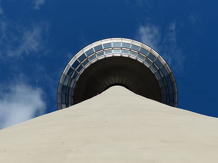 light, sky, vacation, clouds, architecture, blue, concrete, Fernmeldeturm Mannheim HD wallpaper