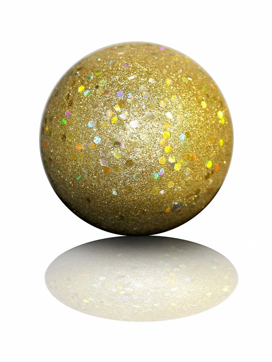 Bauble, Gold, Sparkle, Christmas, golden, decoration, ball, HD wallpaper