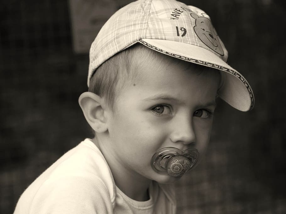 child, boy, view, black white, headshot, childhood, portrait HD wallpaper