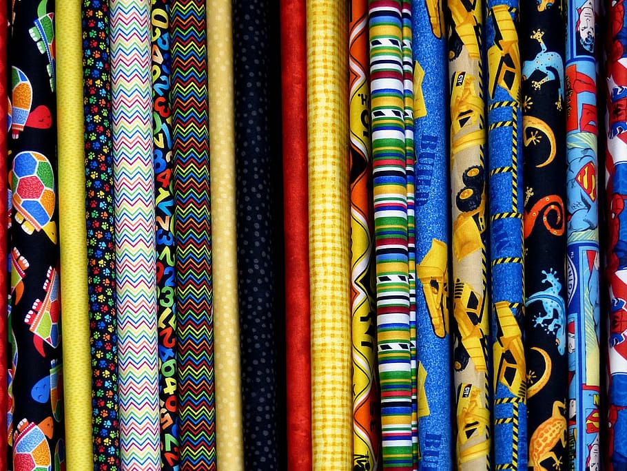 close-up of assorted-color textiles, fabric, colorful, quilting