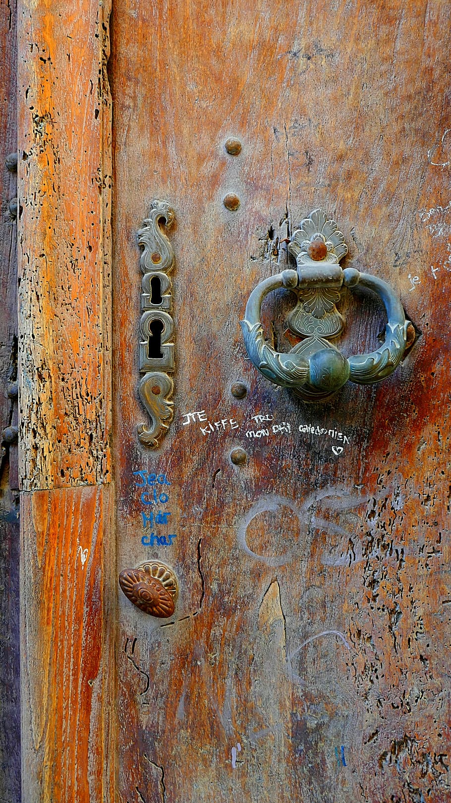 knocker, door, lock, brass, uzes, france, old, metal, entrance HD wallpaper