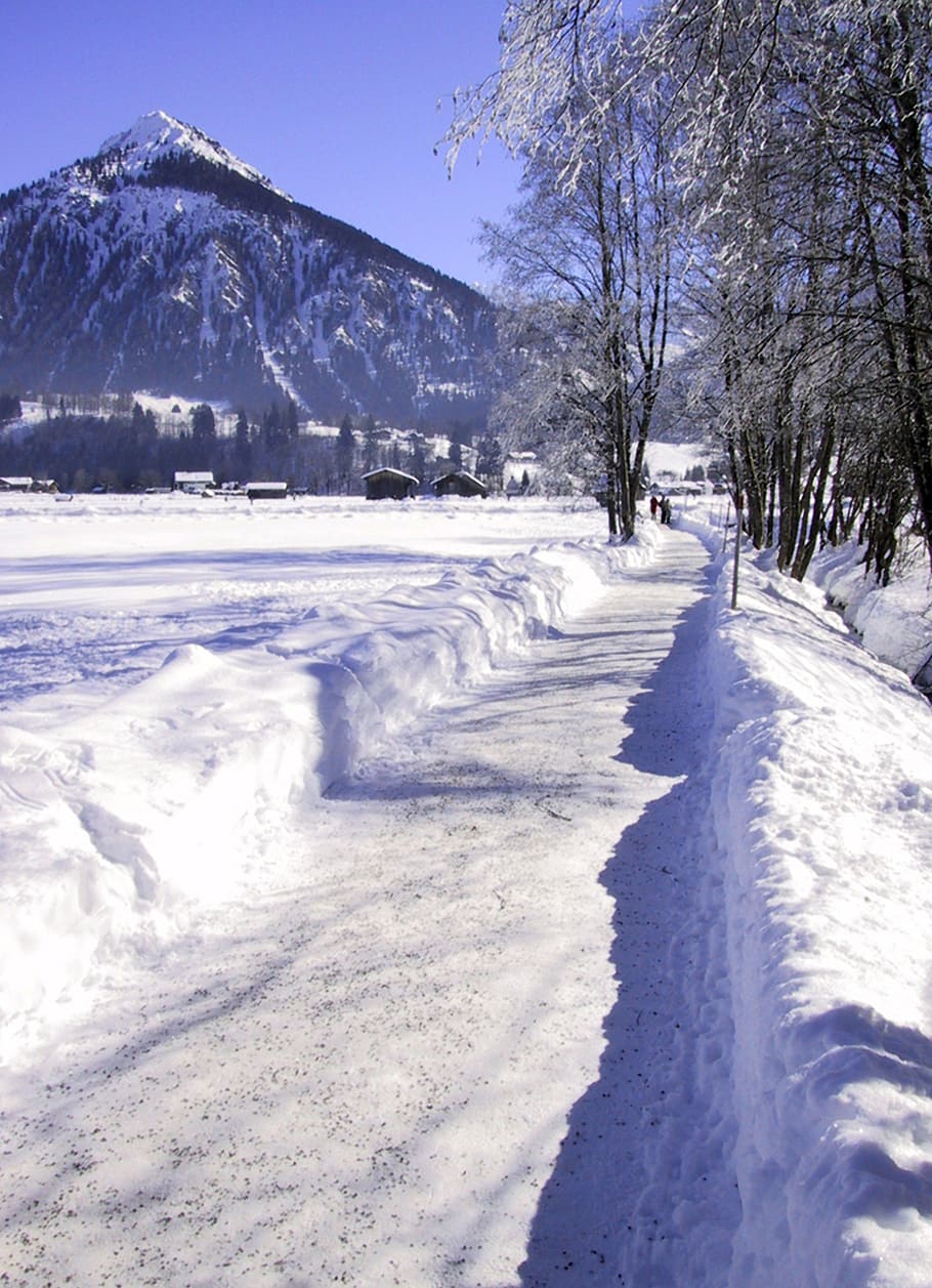 winter, wintry, snow, mountains, winter magic, trees, snow lane HD wallpaper