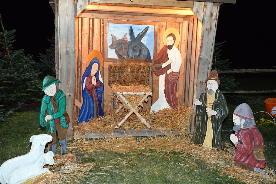 crib, christmas, advent, art and craft, built structure, human representation HD wallpaper