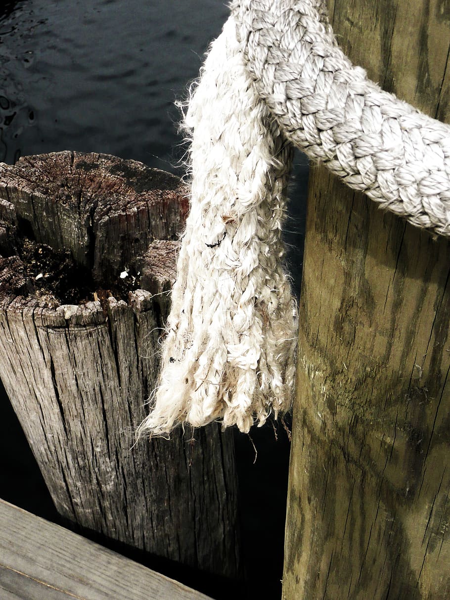 mole, rope, water, ocean, sea, atlantic, wood - material, no people HD wallpaper