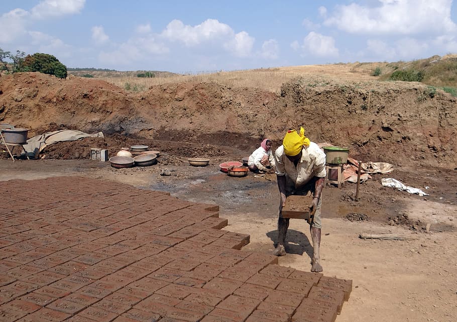 brick-laying, brick-making, worker, dharwad, india, cement HD wallpaper