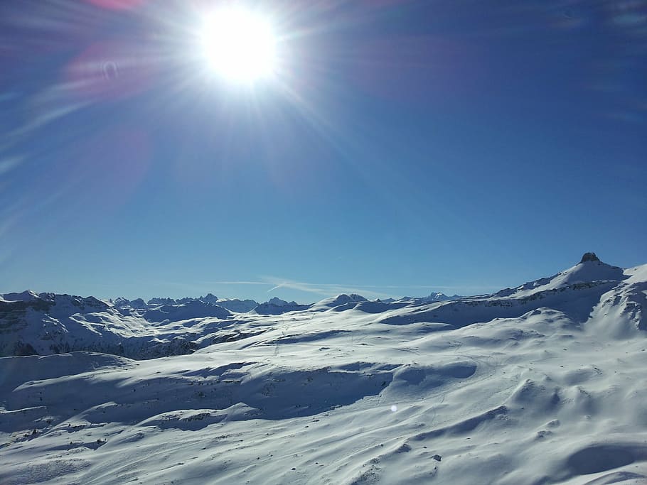 mountains, snow, alpine, sunny, winter, nature, european Alps HD wallpaper