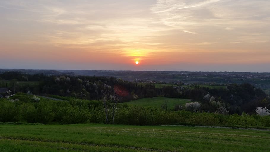 langhe, sunset, summer, sky, scenics - nature, landscape, environment HD wallpaper