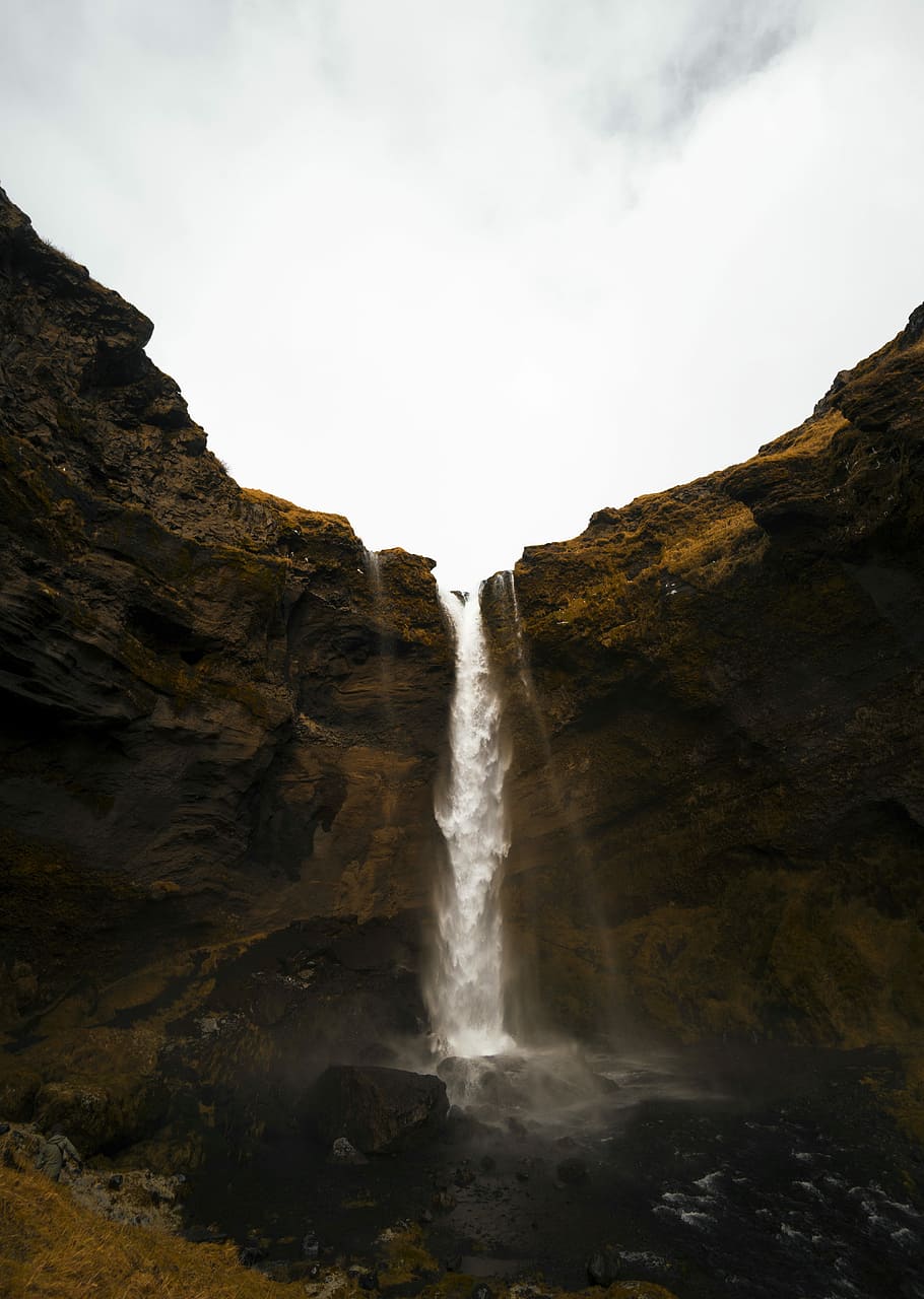 Waterfall in Iceland, waterfalls, cascade, landscape, nature HD wallpaper