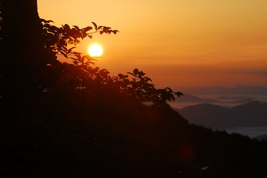 sunrise, hui, sunset, sky, silhouette, orange color, beauty in nature HD wallpaper