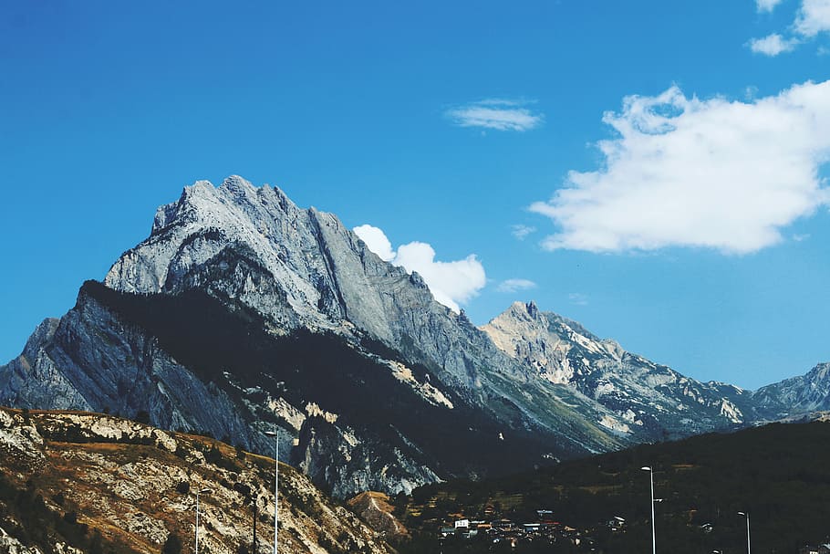 Mountains, Blue, Sky, Nature, Landscape, travel, view, rock HD wallpaper