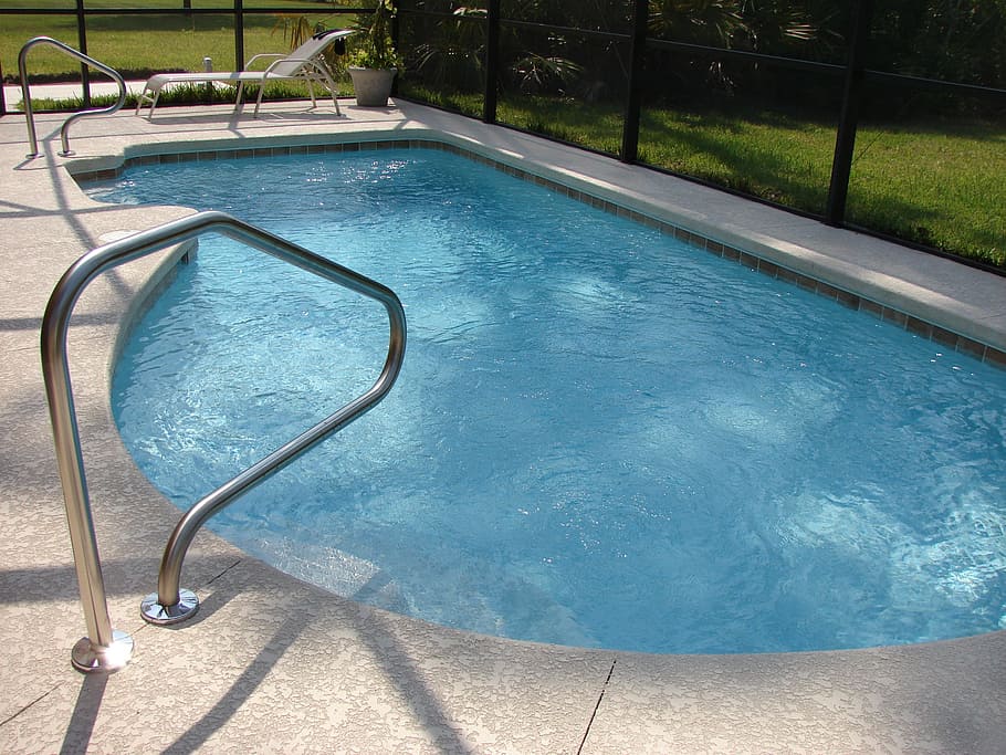 gray framed swimming pool, Blue, Water, Beautiful, relaxing, poolside, HD wallpaper