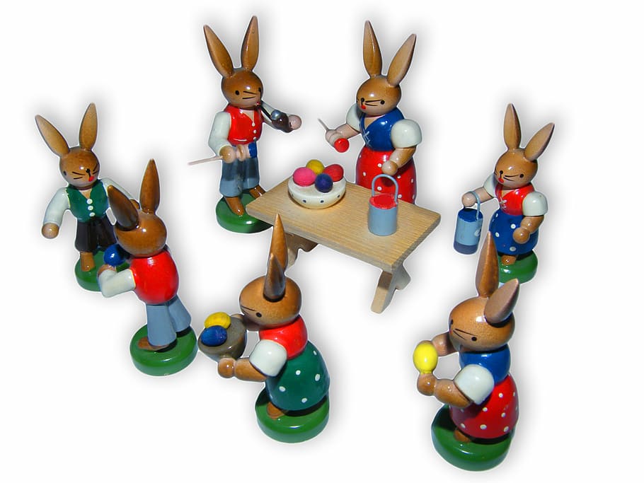 easter bunny, figures, colorful, paint, egg, team, family, custom HD wallpaper