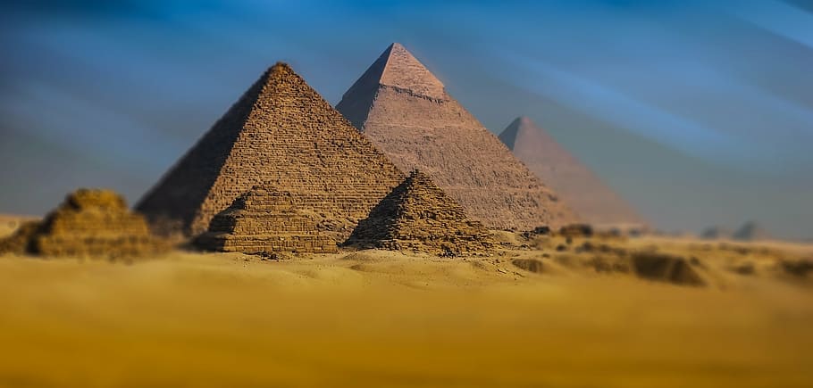 The Great Pyramids of Giza, Egypt, monuments, egyptian pyramids, HD wallpaper